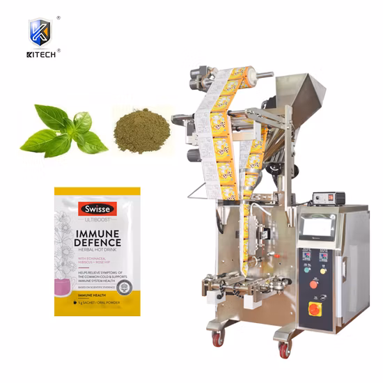 Automatic Vertical Auger Filler Form Fill Seal Seasoning Sugar Flour Matcha Tea Powder Milk Powder Sachet Wrapping Packaging Packing Filling Sealing Machine
